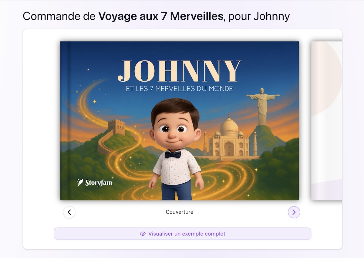Aperçu du livre personnalisé